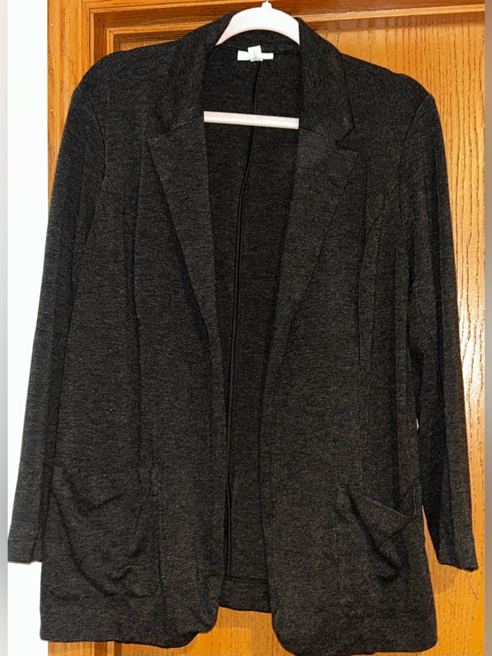 J. Jill Charcoal Open-Front Knit Cardigan Blazer